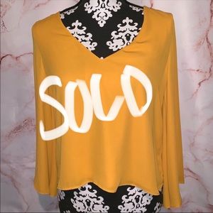 Zara mustard yellow v-neck blouse